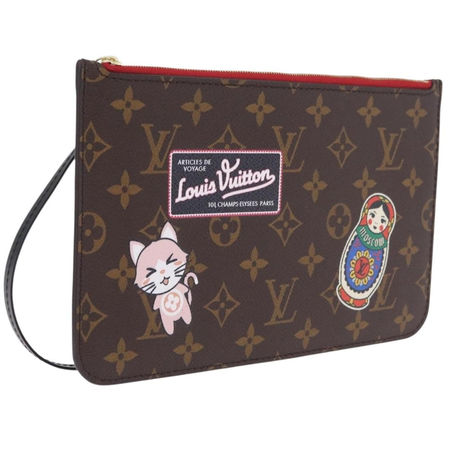 Louis Vuitton Neverfull Pochette Limited Edition World Tour Monogram Canvas Brown Bag