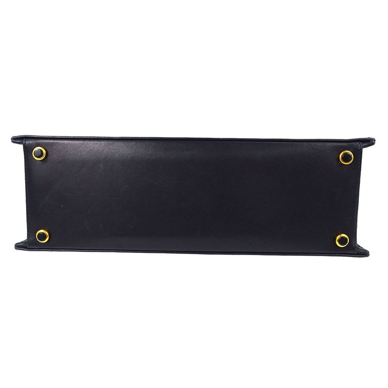 Chanel Vintage Trapezoid Cc Flap Leather Navy Bag