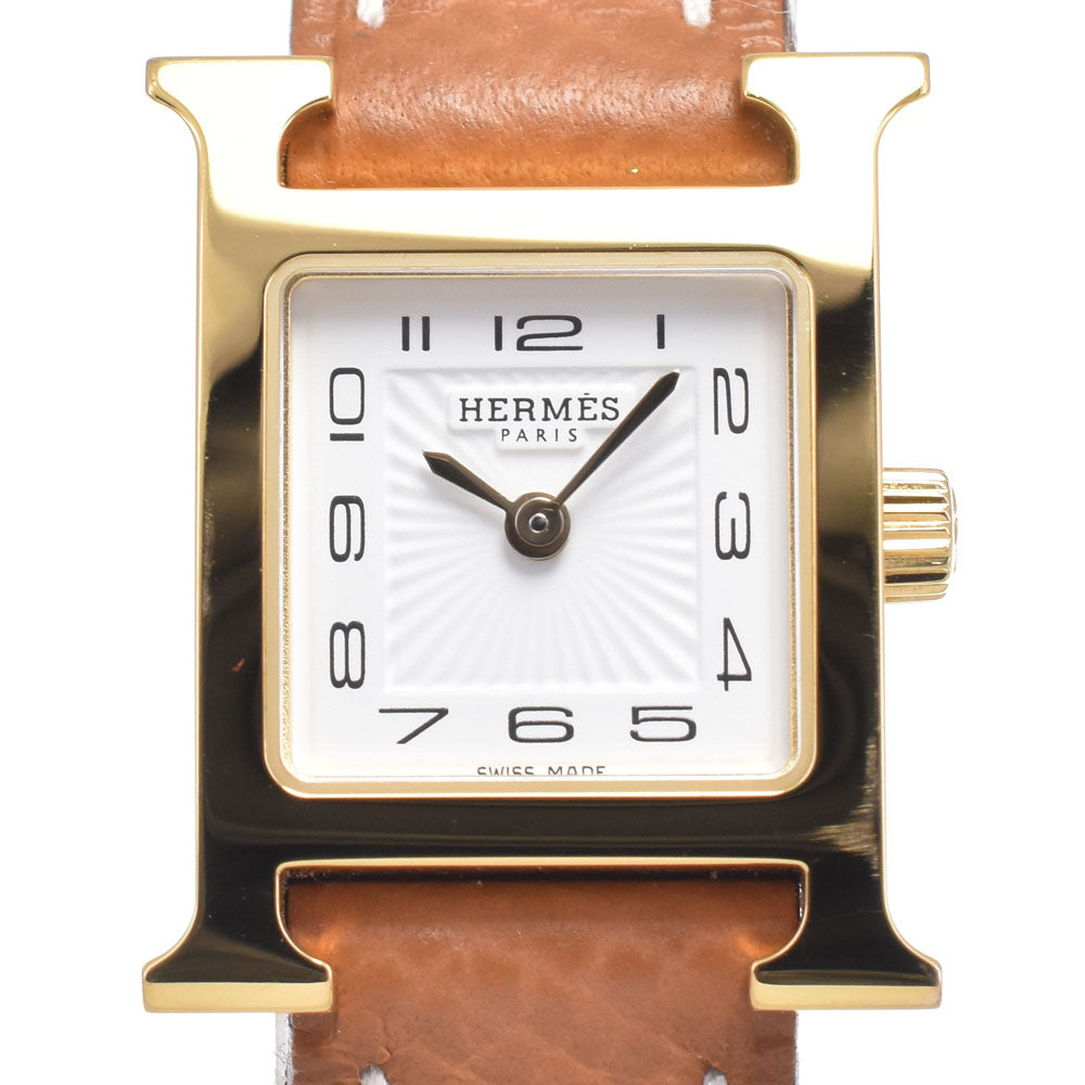 Hermes Heure H Quartz Plated Metal And Leather Watches
