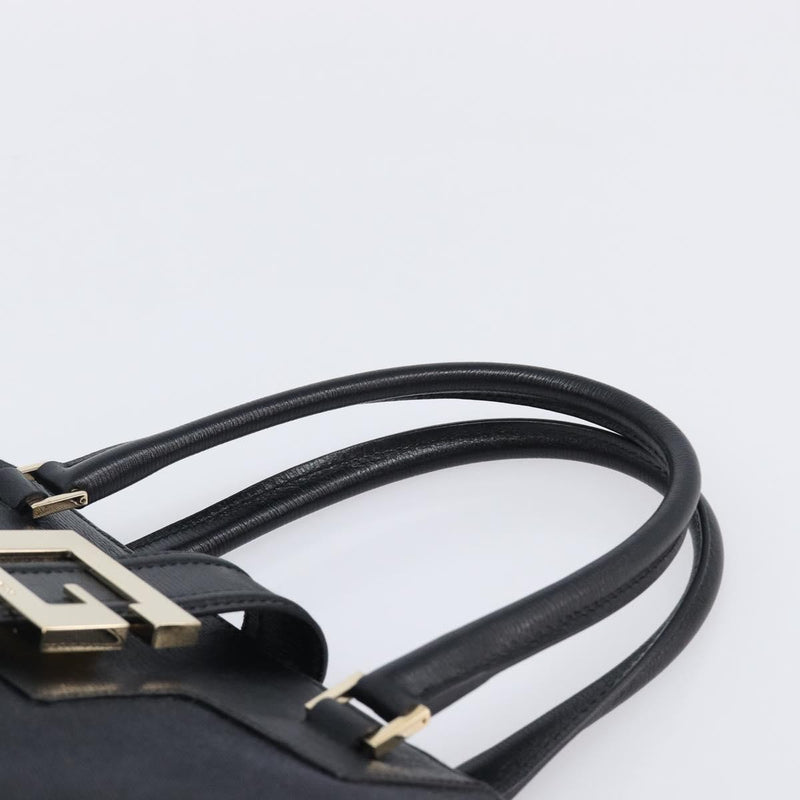 Gucci Vintage G Logo Canvas Black Leather Bag