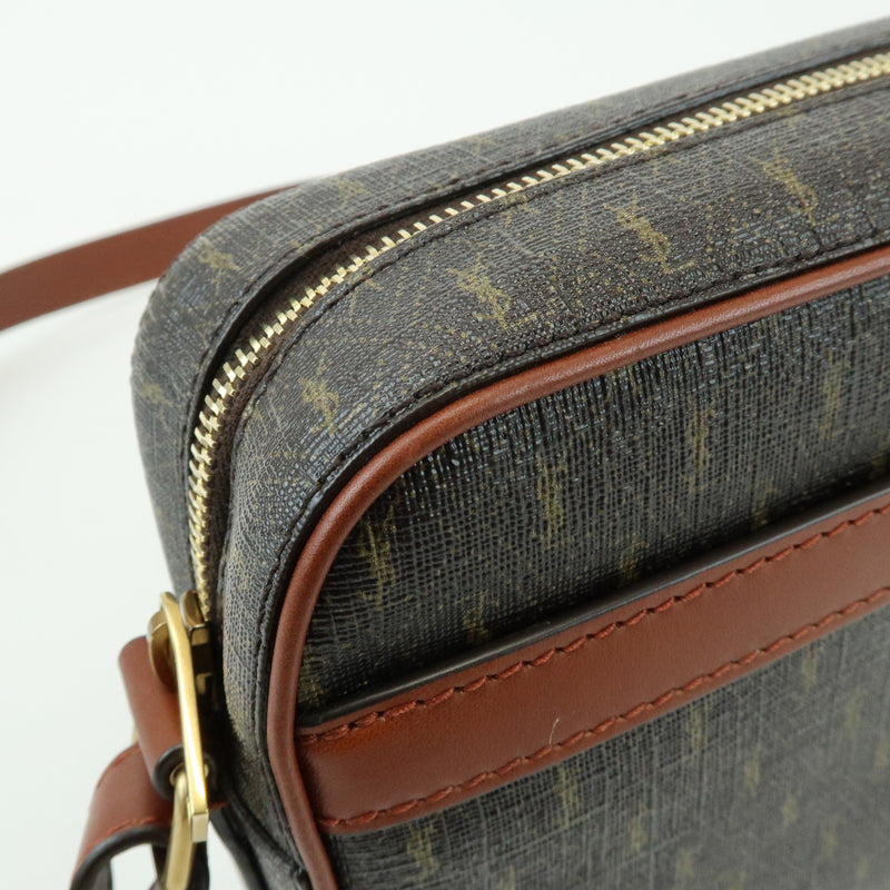 Saint Laurent Le Monogramme Camera Monogram All Over Coated Canvas And Leather Brown Bag