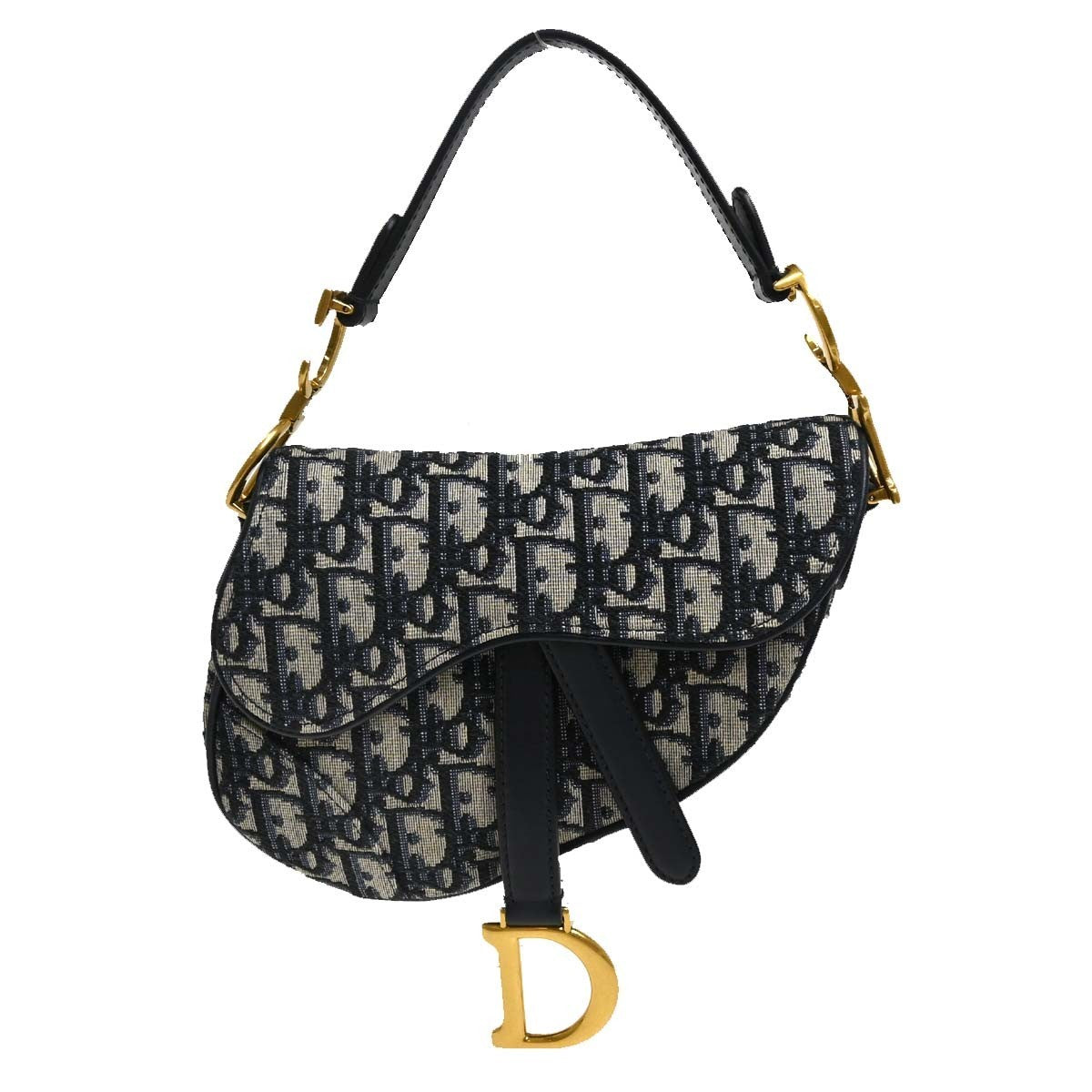 Christian Dior Saddle Oblique Canvas Navy Bag