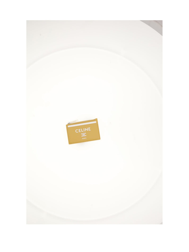 Celine Zipped Lamb Card Case — Yellow (ovis Aries) Cases