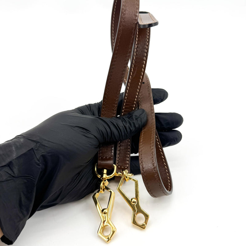 Gucci Horsebit 1955 Top Handle Gg Coated Canvas With Leather Brown Bag