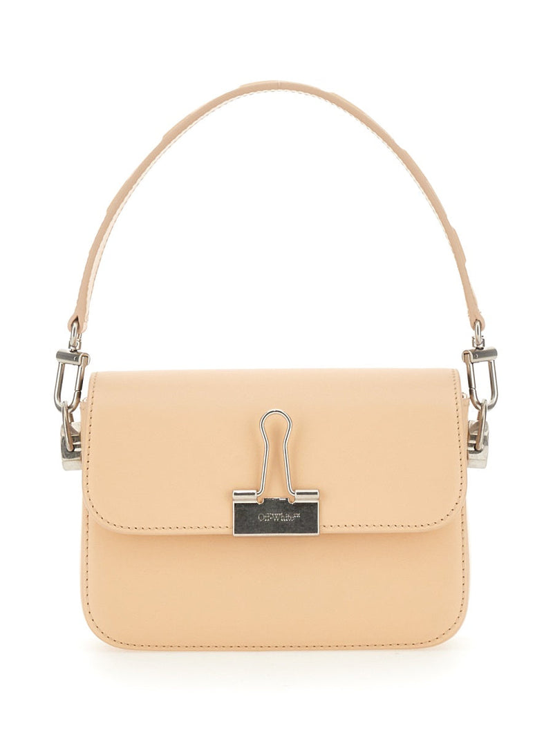 Off-White Full-Grain Leather Shoulder Bag — Beige