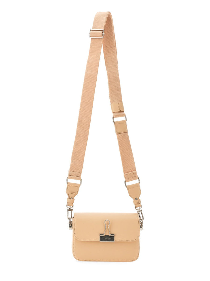 Off-White Full-Grain Leather Shoulder Bag — Beige