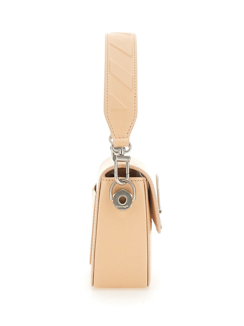Off-White Full-Grain Leather Shoulder Bag — Beige