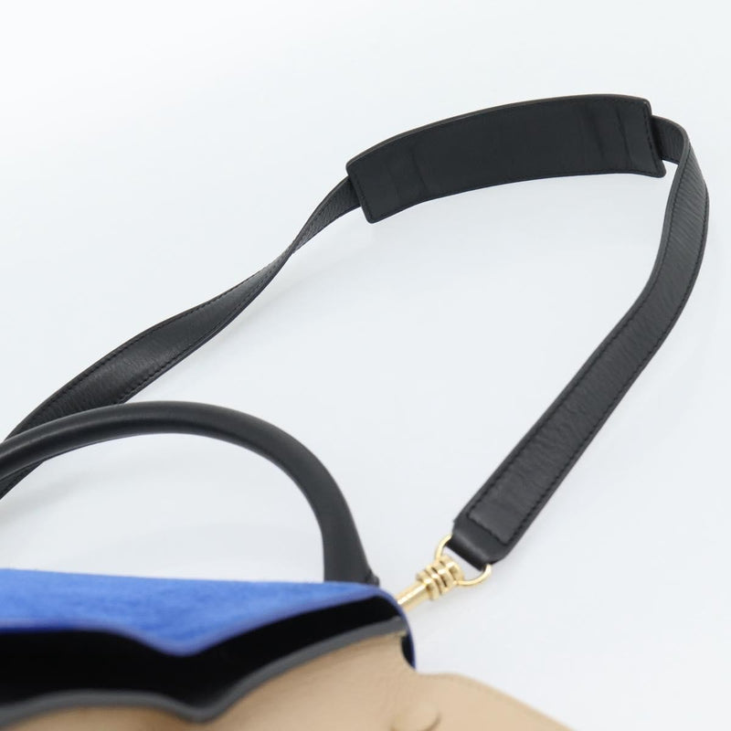 Celine Trapeze Leather With Suede Blue Bag