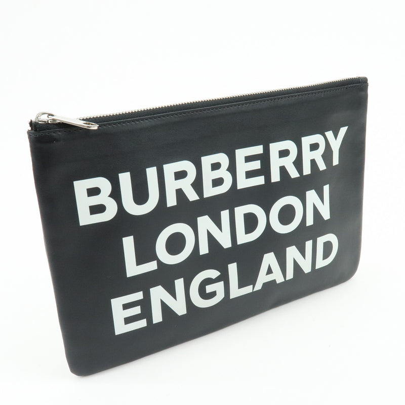 Burberry Logo Zip Printed Leather Black Bag
