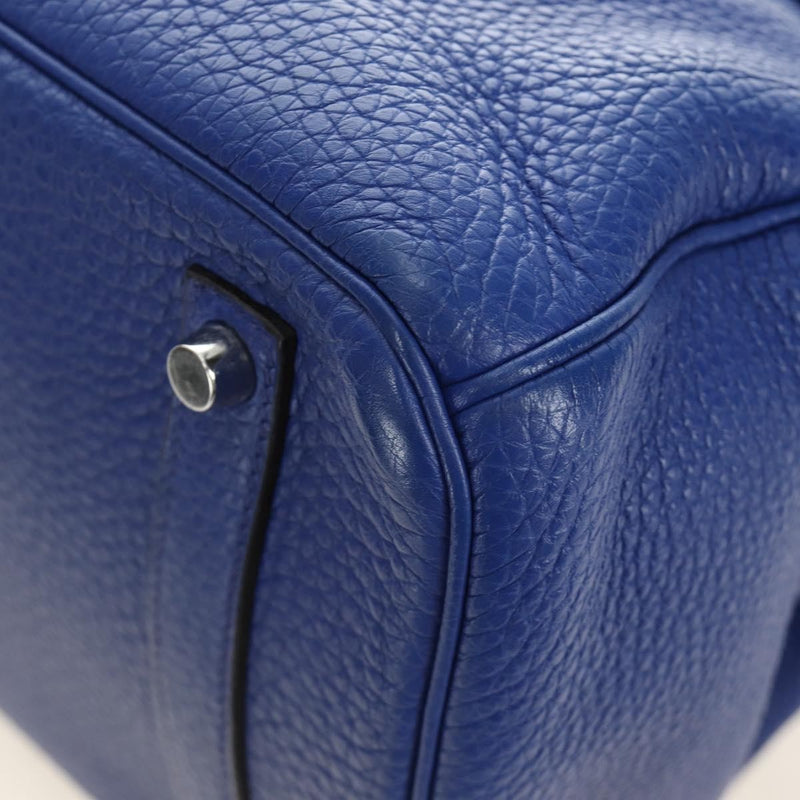Hermes Birkin Blue Clemence With Palladium Hardware Leather Bag