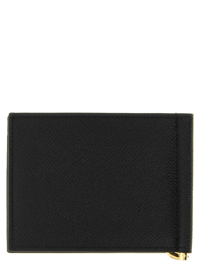 Ferragamo Gancini Wallet — Black Hammered Calf Leather