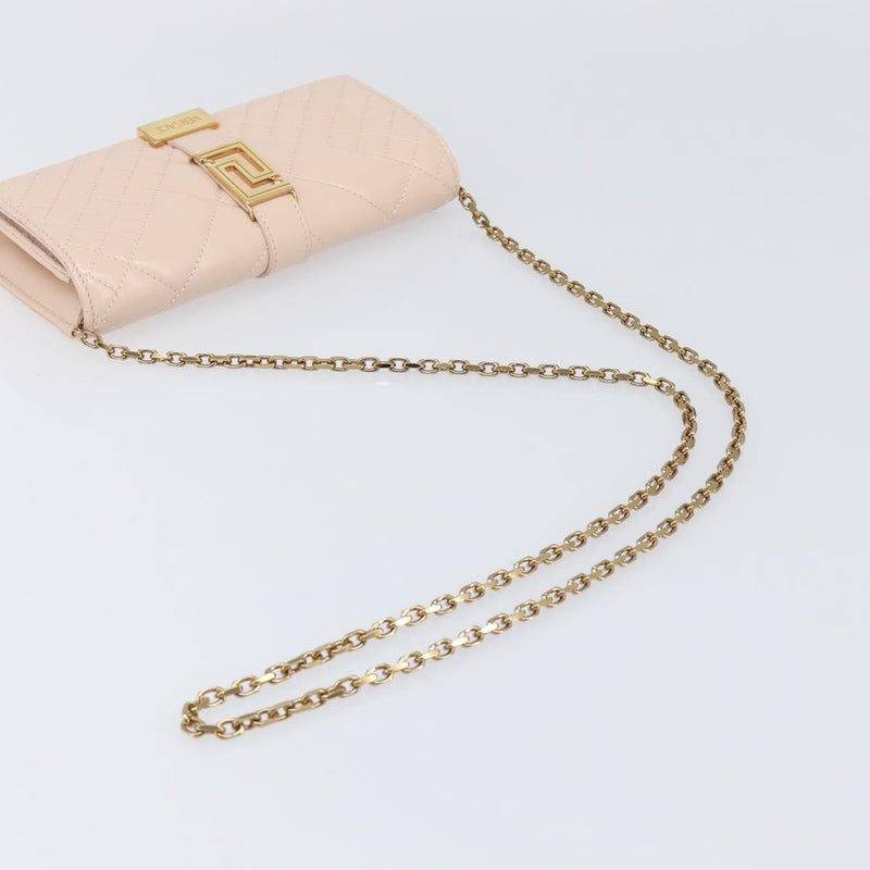 Versace Greca Goddess Convertible Clutch Leather Pink