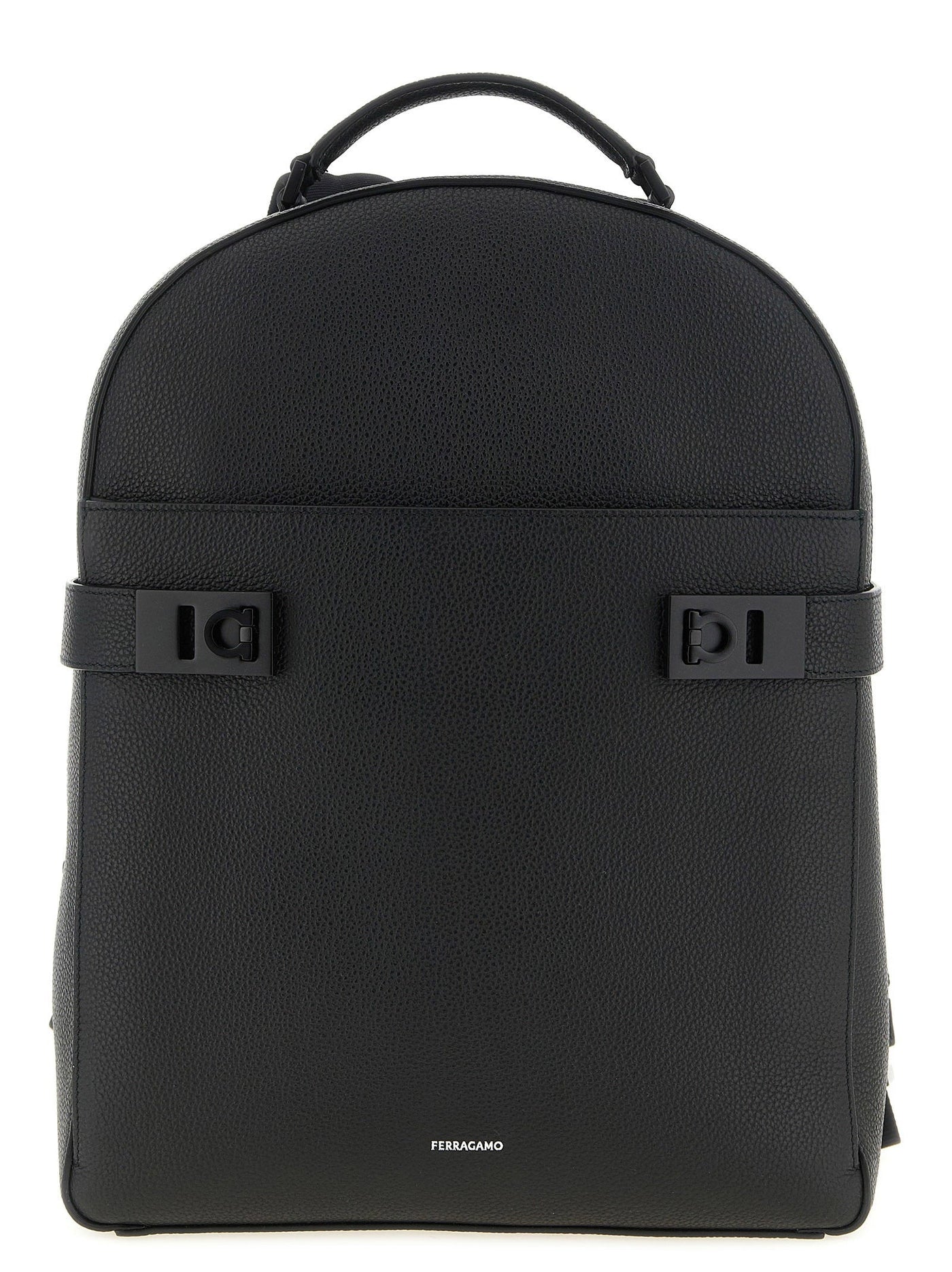 Ferragamo Backpack — Black Hammered Leather