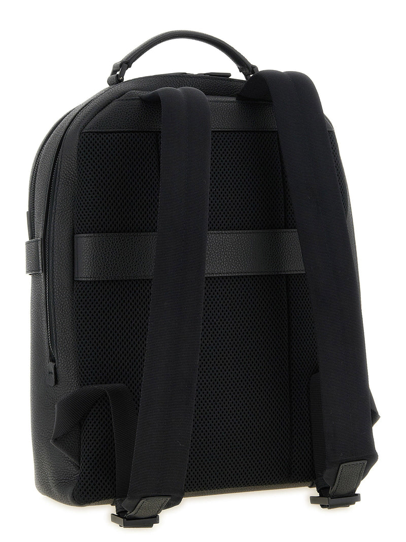 Ferragamo Backpack — Black Hammered Leather