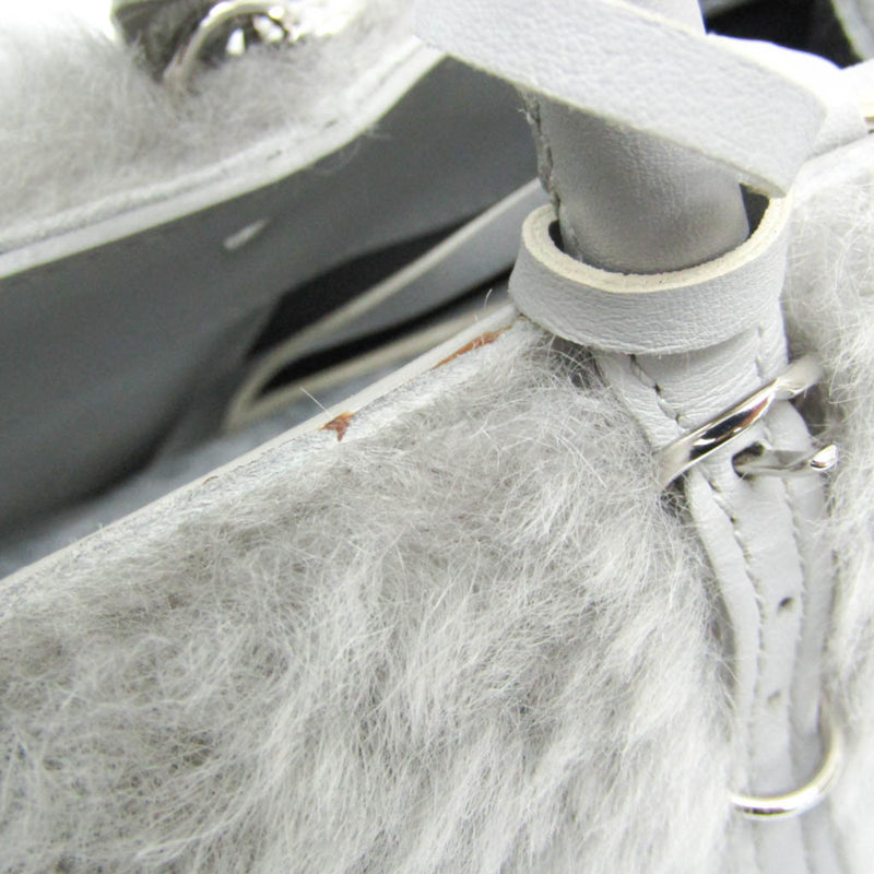 Balenciaga Papier A6 Zip Around Classic Studs Shearling Gray Faux_fur Bag