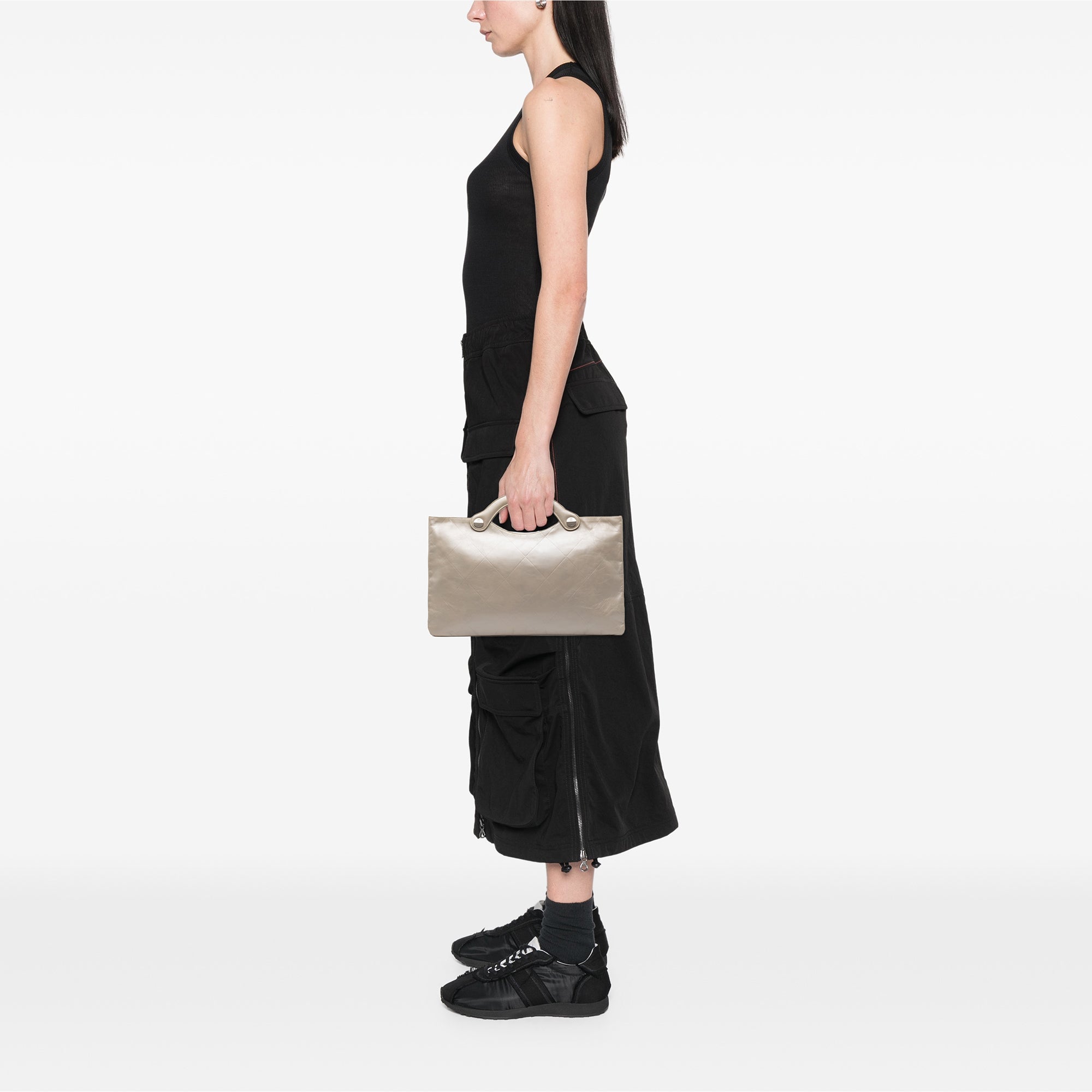 Metallic Embossed Calfskin Flat Handbag - Image 7