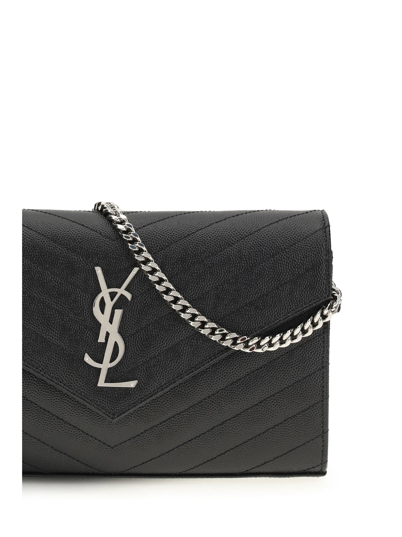 Saint Laurent Chain Wallet — Black Calf Leather Bos Taurus