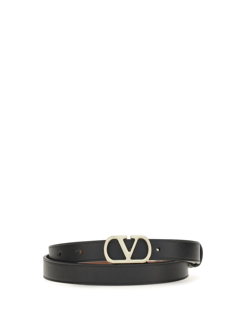 Valentino Garavani Reversible Polished Calfskin Belt — Black Calf Leather