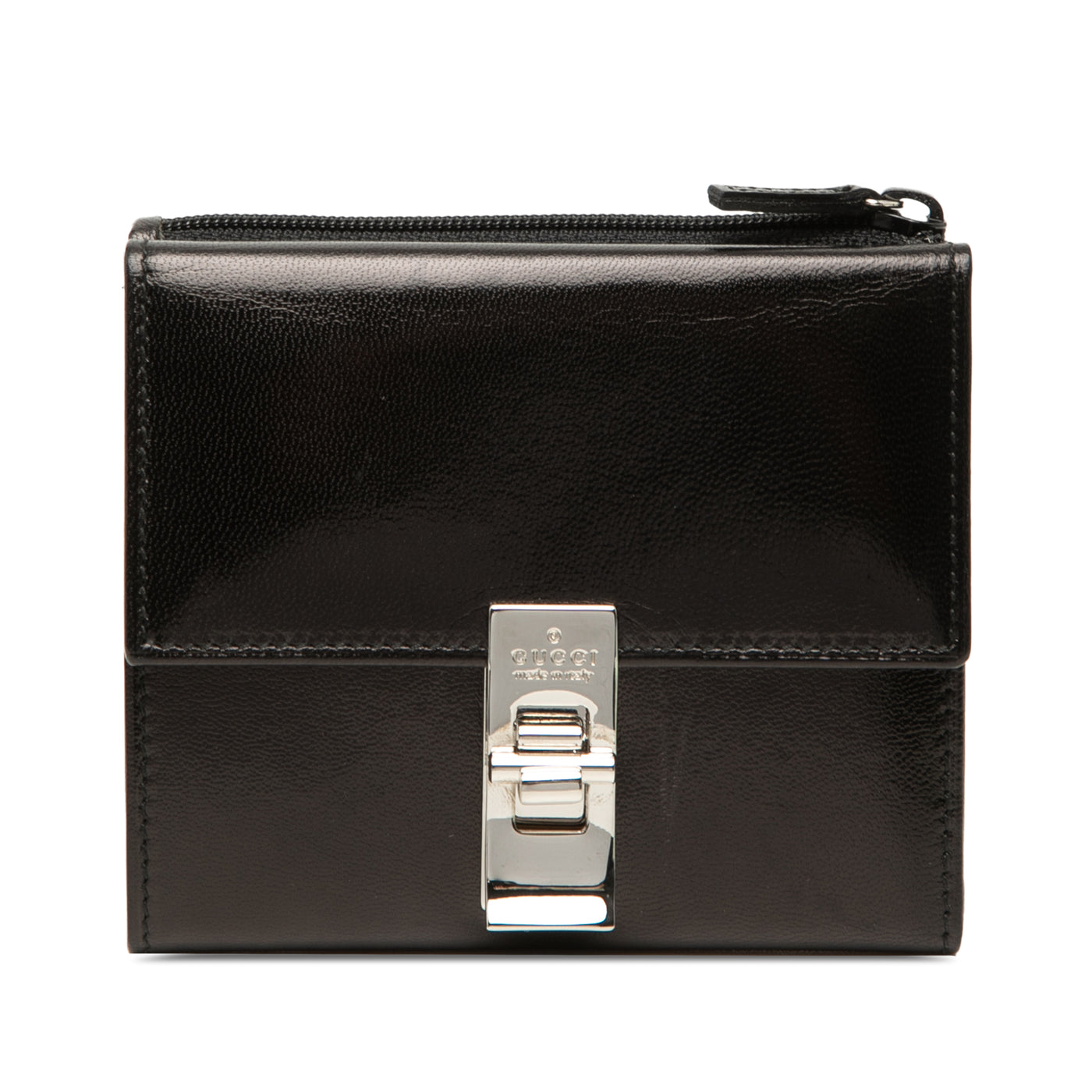Calfskin Metal Clasp Bifold Small Wallet - Image 1