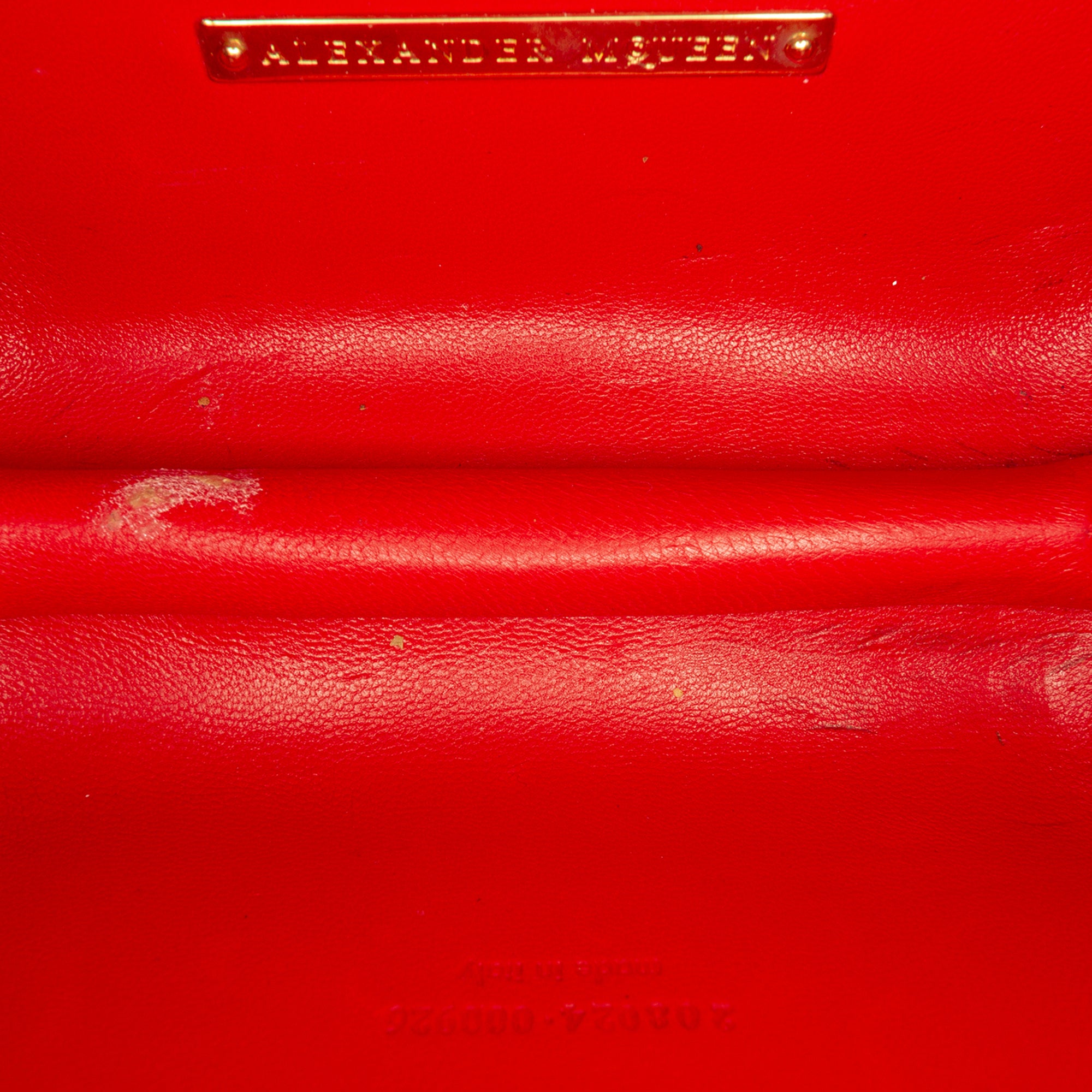 Calfskin and Patent Britannia Skull Box Clutch - Image 4