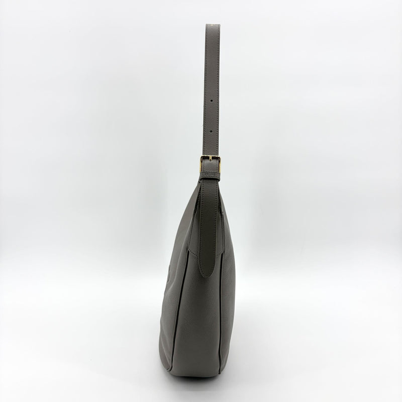 Celine Heloise Triomphe Embossed Leather Gray Bag