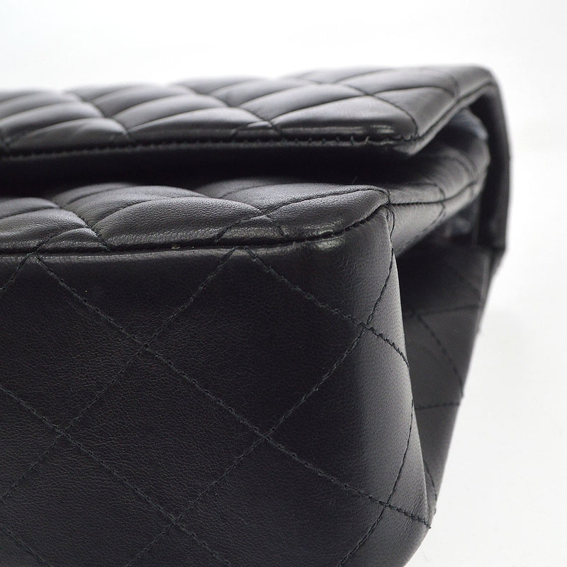 Chanel Classic Timeless Double Flap Quilted Lambskin Black Leather Bag