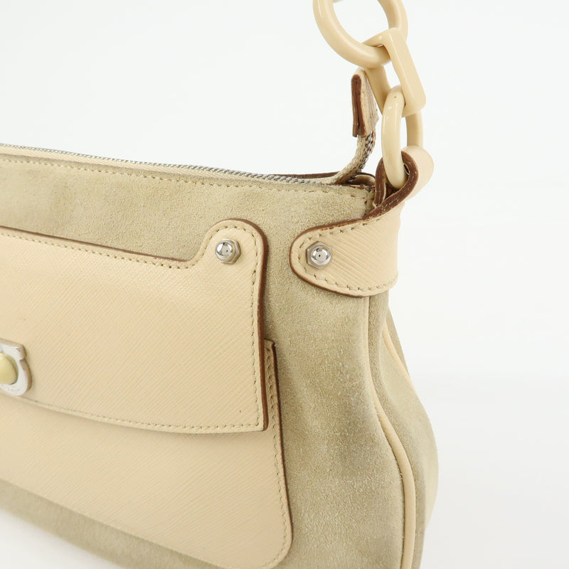 Salvatore Ferragamo Gancini Suede Beige Bag