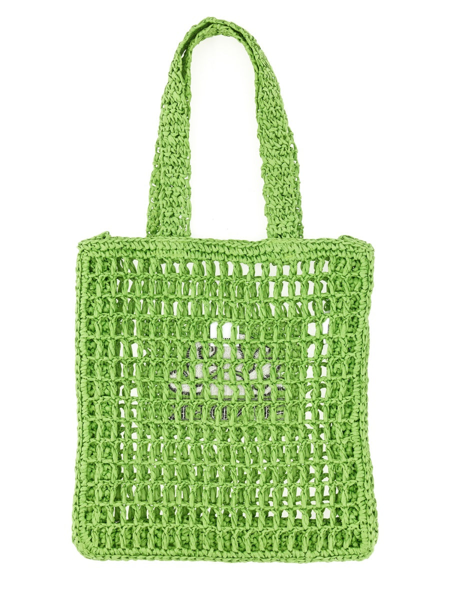 Sundek Logo-Handled Paper Shoulder Bag — Green