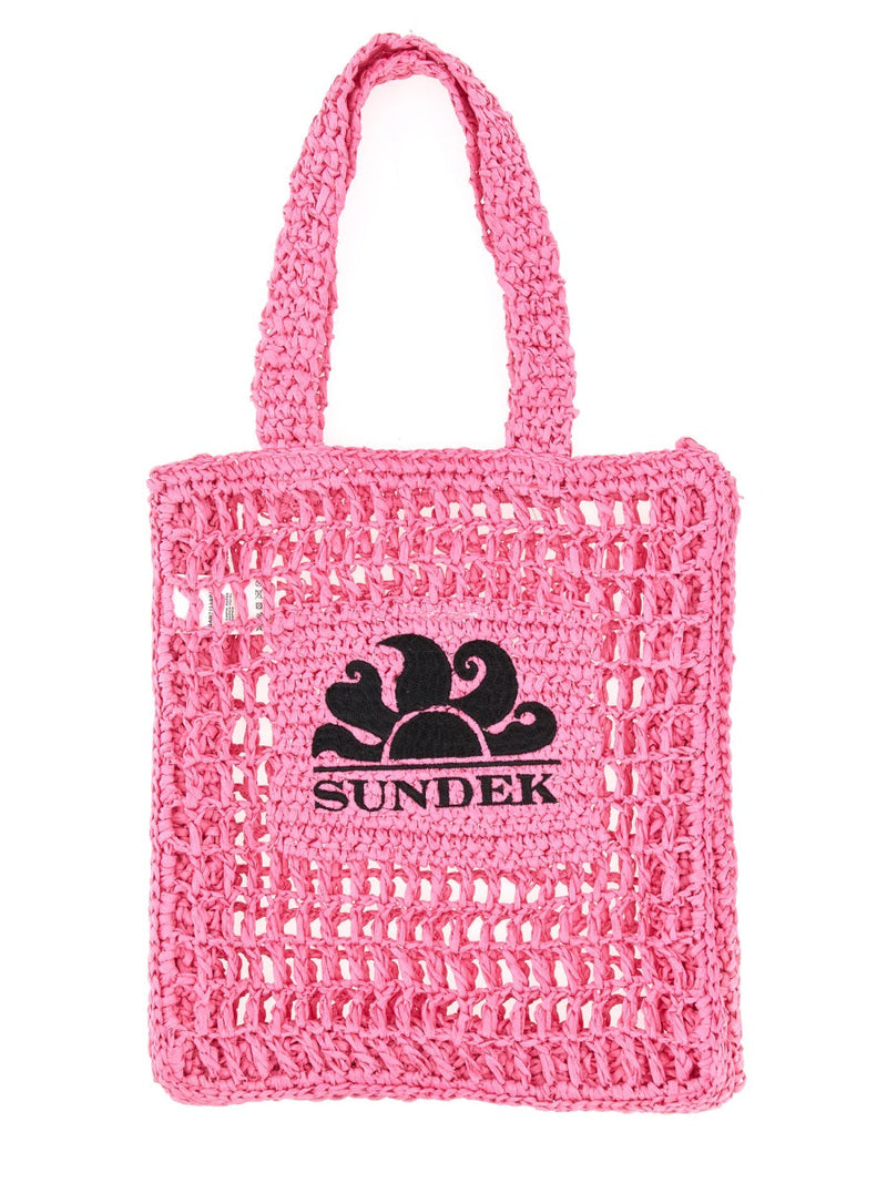 Sundek Logo-Detail Paper Shoulder Bag — Pink