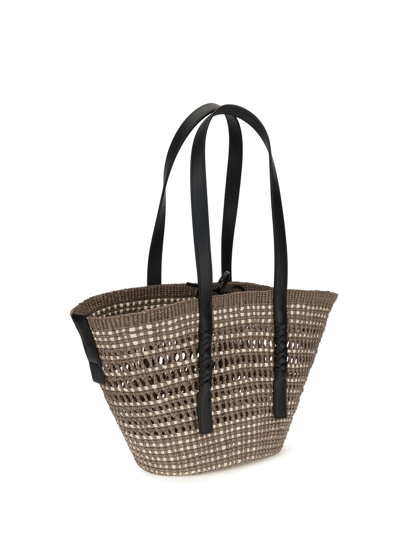 Loewe Braid Basket Shoulder Bag — Beige Straw; Other Materials