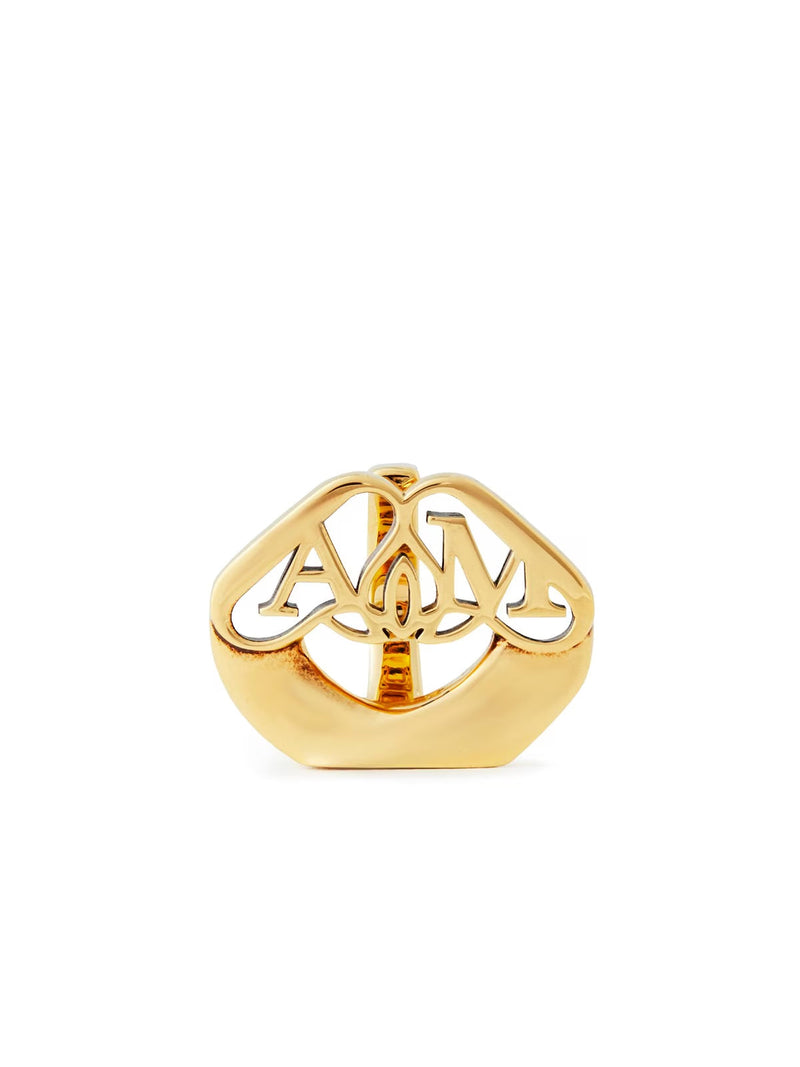 Alexander Mcqueen Seal Logo Ring — Gold Brass Rings