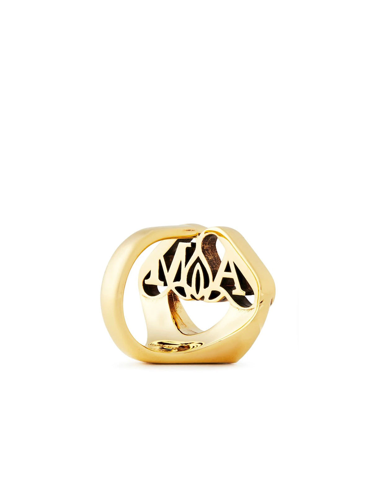 Alexander Mcqueen Seal Logo Ring — Gold Brass Rings