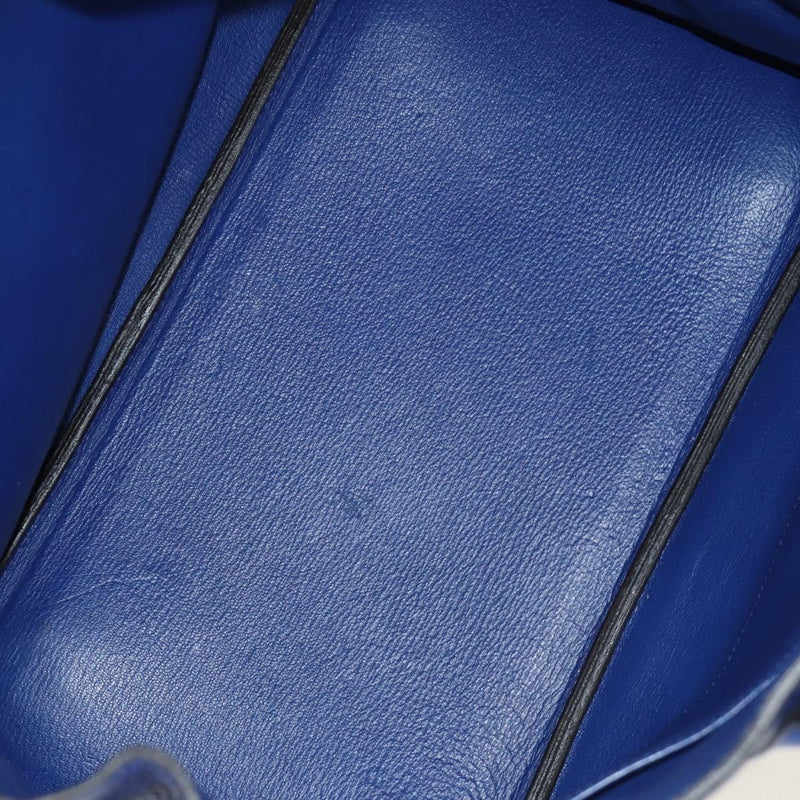 Hermes Birkin Blue Clemence With Palladium Hardware Leather Bag