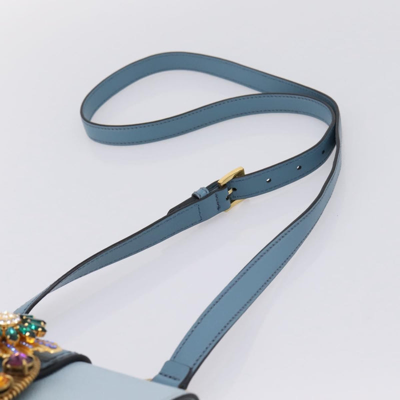 Miu Miu Madras Crystal Buckle Leather Blue Bag