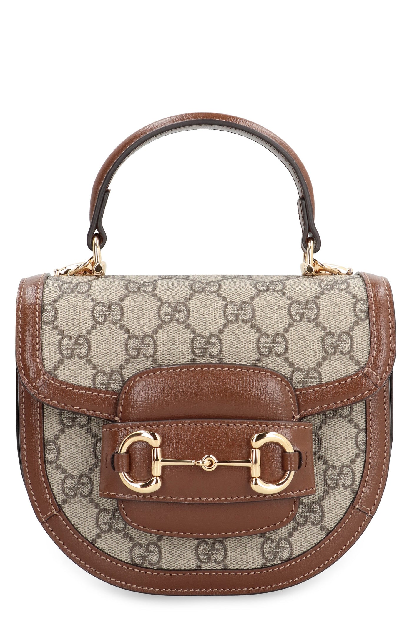 Gucci Horsebit Top Handle Bag — Beige