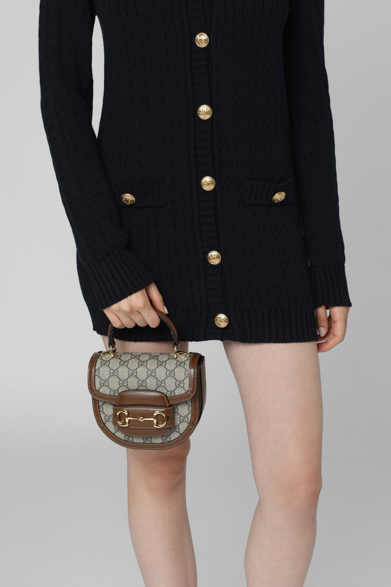 Gucci Horsebit Top Handle Bag — Beige