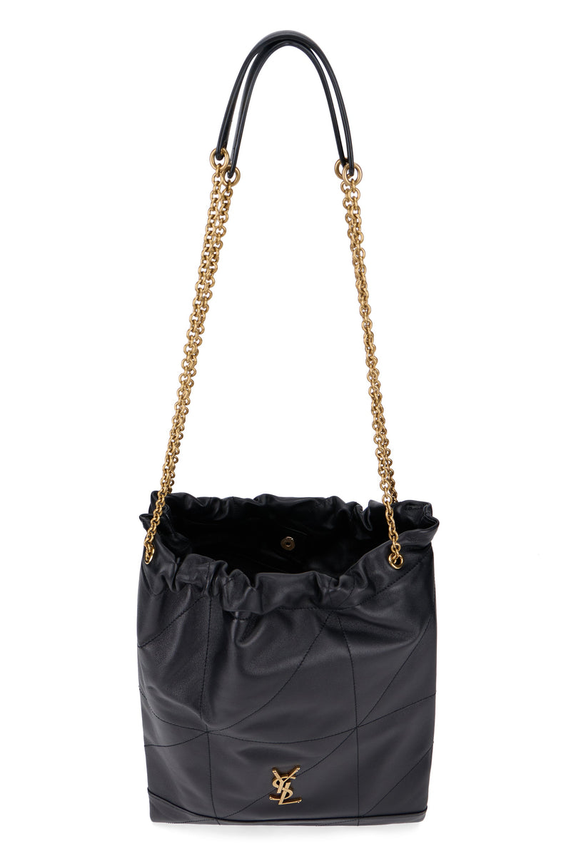 Saint Laurent Quilted Lambskin Shoulder Bag — Black Leather