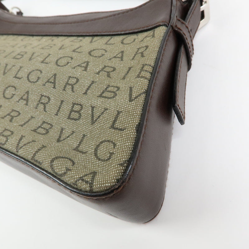 Bvlgari Logomania Canvas With Leather Khaki Bag