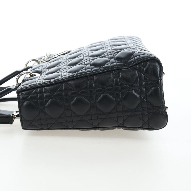 Christian Dior Lady Lambskin Black Leather Bag