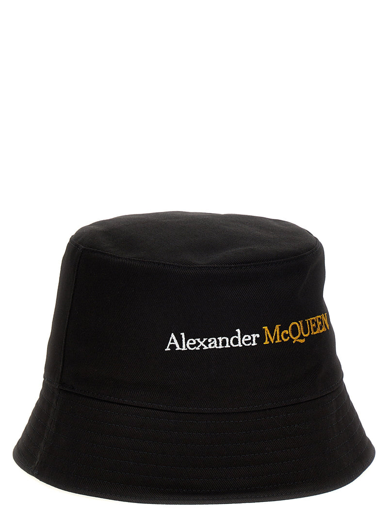 Alexander Mcqueen Logo-Embroidered Bucket Hat — Black Cotton