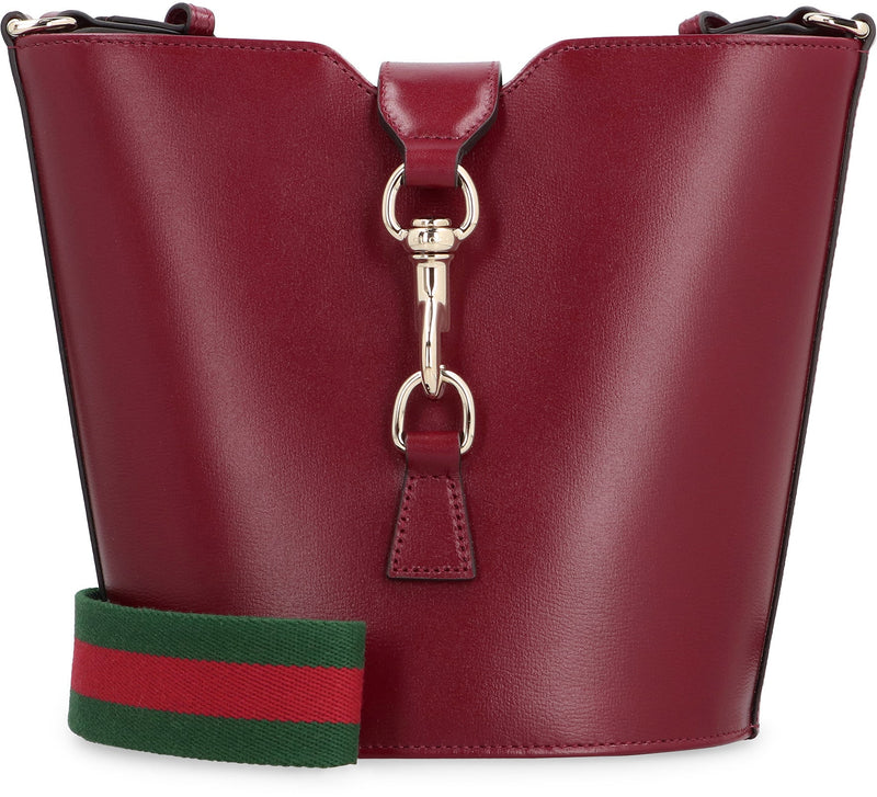 Gucci Mini Leather Bucket Bag — Red