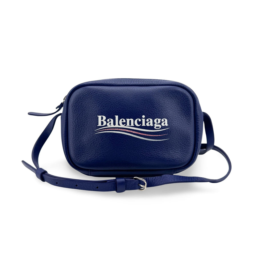 Balenciaga Everyday Camera Printed Leather Blue Bag