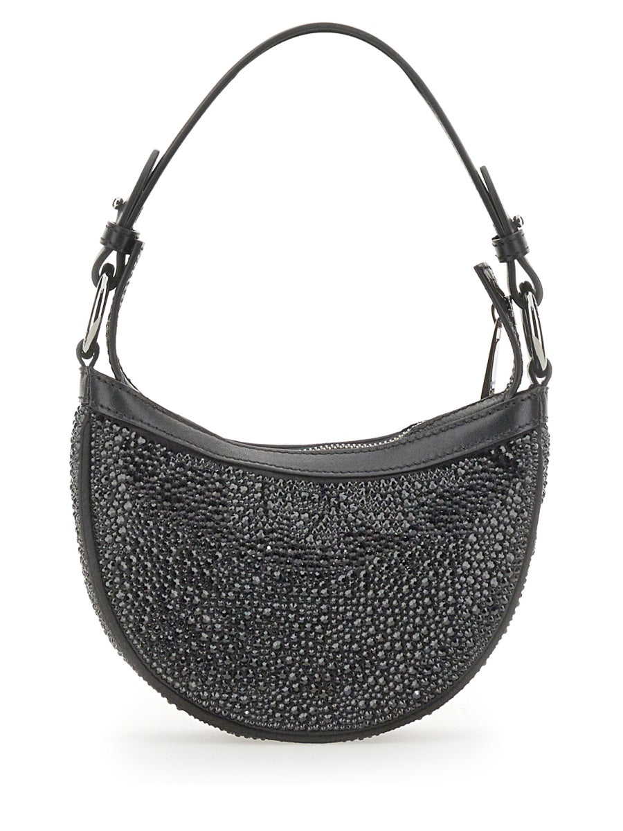 Versace Crystal-Embellished Mini Bag — Black Outside: Silk