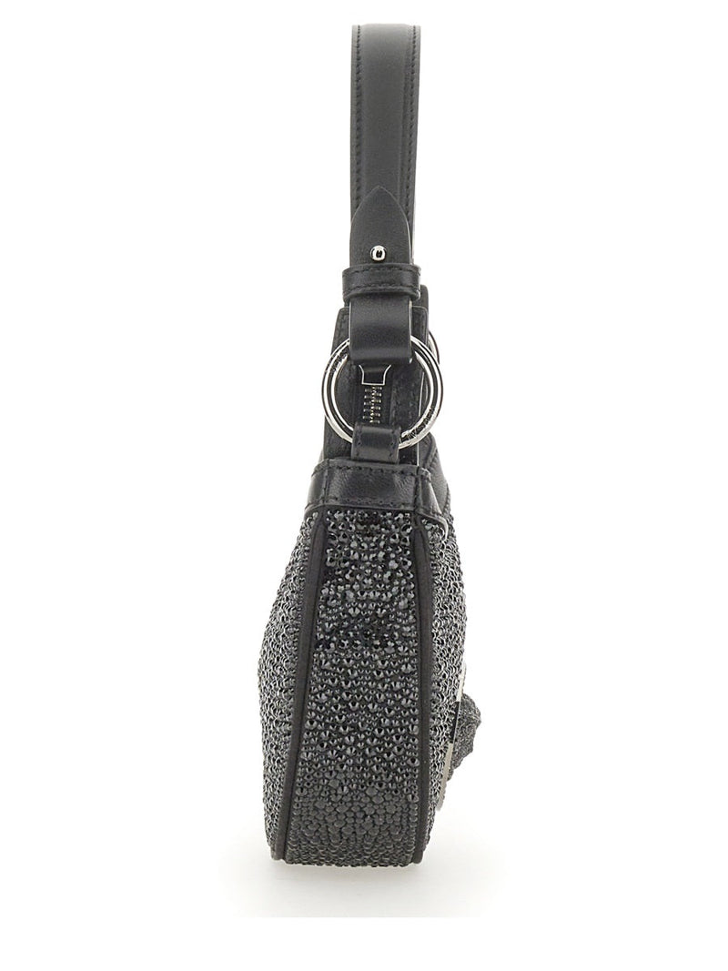 Versace Crystal-Embellished Mini Bag — Black Outside: Silk