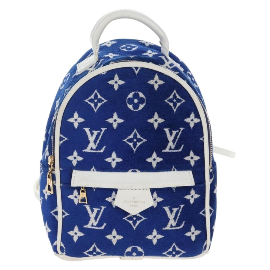Louis Vuitton Palm Springs Lv Match Monogram Jacquard Velvet Blue Canvas Bag