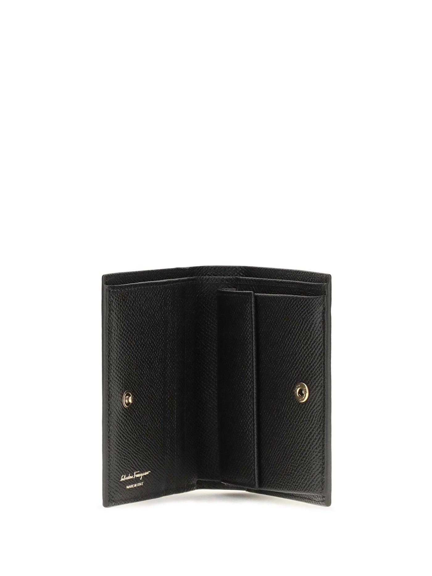 Ferragamo Embossed Gancini Calfskin Wallet — Black Calf Leather