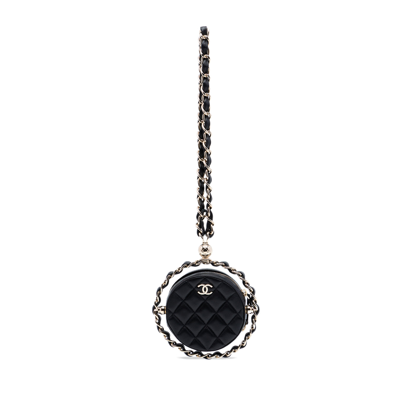 CC Quilted Lambskin Round Chain Around Clutch With Chain - Image 1