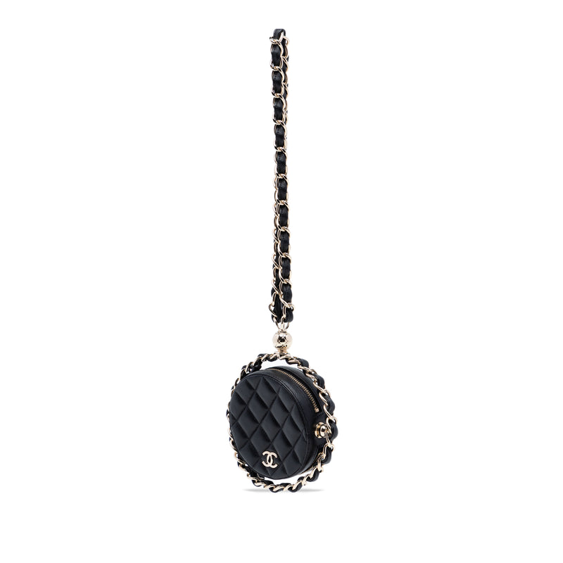 CC Quilted Lambskin Round Chain Around Clutch With Chain - Image 2