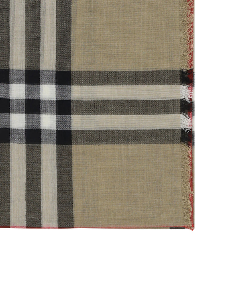Burberry Silk And Wool Archive Check Scarf — Beige (ovis Aries) Scarfs