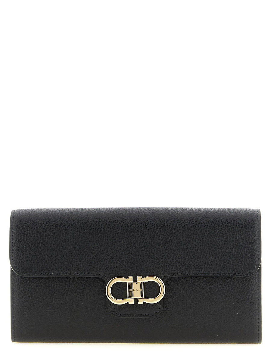 Ferragamo Gancini Wallet On Chain — Black